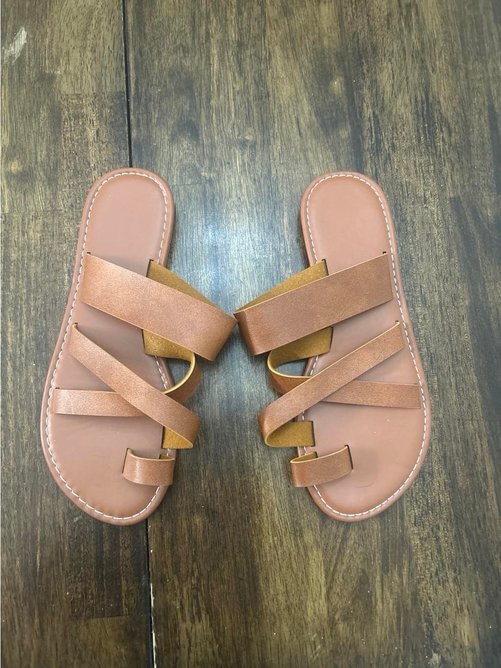 SHEIN Brown Multi-Strap Slide Sandals